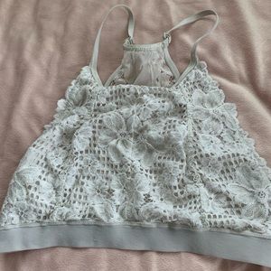 Aerie Floral Lace Ivory High-Neck Bralette Sz S